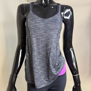 Lululemon Run For Gold Tank Heathered Black Size 6 Built-In Bra Medium Support